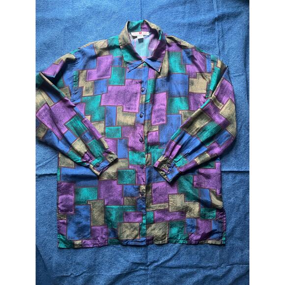 Stunt Collections Silk Geometric Blouse - Picture 1 of 4